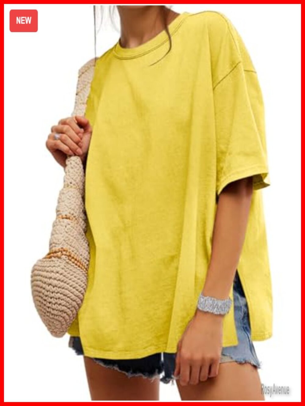 Womens Oversized T Shirt Short Sleeve Loose Fit Crew Neck Tee
